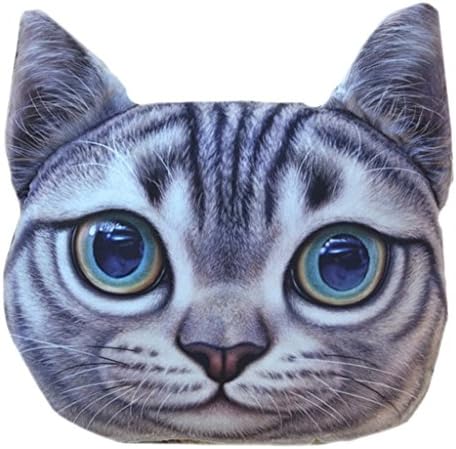 iSINOTEX Cat Head Shape Cushion Cover Soft Plush Cat Face Decorative Pillowcase