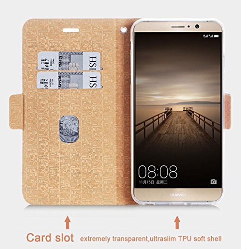 TopAce High Quality PU Cuero Funda Flip Cover Caso para Huawei Mate 9  Negro 