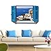 Produktbild Östliches Mittelmeer blau gefälschte Fenster Aussicht Schlafzimmer/Wohnzimmer Veranda dekorative Wand Aufkleber entfernbare Aufkleber PVC flach Wand 60 * 90cm