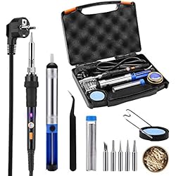 Fer à Souder Electrique Tacklife SKY47AC /Kit pour Souder et Dessouder /220V-240V 60W /Température Réglable 220℃~480℃ /5 Pointes en acier 900M /Fil en étain de 15g /Câble d'alimentation de 1.4m