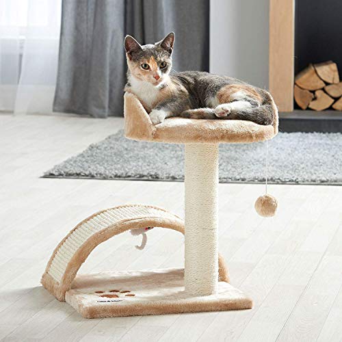 MILO & MISTY Cat Bed and Scratching Post Activity Tree with Toys (Beige)