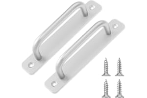 STYQUENZER 2 uchwyty do drzwi przesuwnych, srebrne uchwyty do drzwi z 4 śrubami, aluminiowe, do drzwi szafy, drzwi balkonowe, do użytku na zewnątrz, do garażu, wewnątrz (147 mm)