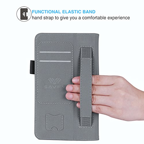 SAVFY Samsung Galaxy Tab A 7.0 Hülle 2016 Business Serie Auto Sleep Wake up Funktion Case Smart Cover mit Handschlaufe, Kartensteckplätze, schwarz - 3