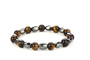 CHARFIA Cavigliera Dimagrante in Occhio di tigre Anti-gonfiore, Braccialetto Naturale con Drenaggio Linfatico, Cavigliera Dimagrante Regolabile per Donna Uomo Regali