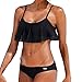 Produktbild Bademode Bikini Set, Beikoard Damen Badebekleidung geometrisch Netz Garn Bikini Set Bandage Push-up gepolstert Badeanzug feste Farbe Badestrand Bademode (Schwarz, S)