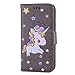 Produktbild iPhone 7 / iPhone 8 Hülle, Chreey (Unicorn) Niedlich [Regenbogen Einhorn] Glitzer Handyhülle Premium PU Leder Tasche Flip Wallet Cover mit Standfunktion Kartenfach Schutzhülle [Grau]