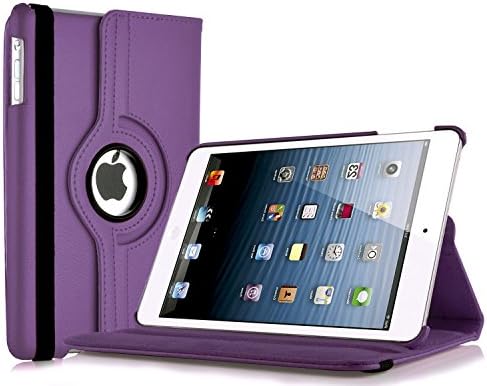 SK MICRO® Rotating 360 Degree High Quality PU Leather Flip Case Cover with Screen Protector and Stylus Pen for iPad Mini Black case, iPad Mini2 case, iPad mini3 case (IPAD MINI /MINI 2 / MINI3, PURPLE)