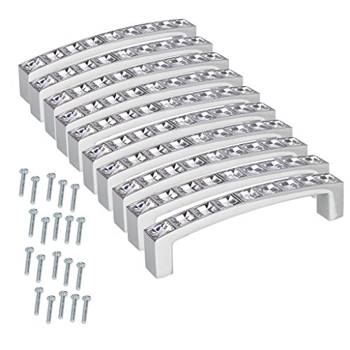 Preisvergleich Produktbild Vnfire 10 Stücke Kristall Stangengriff Möbelgriff Schrankgriff Schubladengriff Küche Schrank Schublade Schranktür Stoßgriff Tür Griffe Lochabstände 128mm