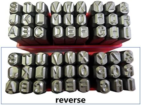 Wokesi 1/3"(8mm) High Hardness Carbon Steel Uppercase Reverse Letters Alphabet Script Metal Hand Stamp Punches Kit for Mold Code Tag Jewel Making Die Tools(8mm Letters Reverse Punch)