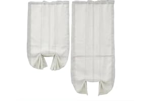 HD BRICO Tende a Pacchetto in Misto Lino, 2 Pannelli con Tasca, Stile Chic, per Camera, Balcone e Finestra (BIANCO, 60X150)