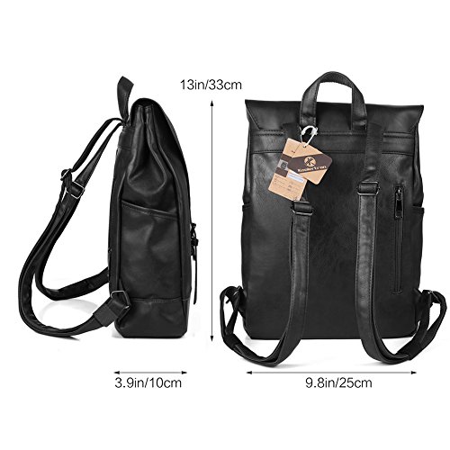 Koolertron Retro Kunstleder Vintage Fashion Unisex School Student Laptop 12   Rucksack Wanderrucksack Hiking Backpack Damen Herren Schultertasche Ruck