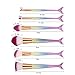 6 Pcs Mermaid Makeup Brush Set Synthetic Kabuki Foundation Blending Blush Eyeliner Face Powder Brush Makeup Brush Kit Beauty Cosmetic Tools (Pink)