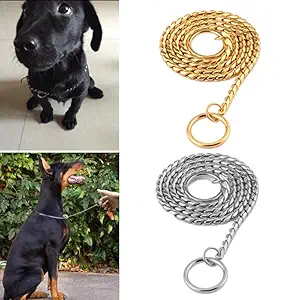 Pets Empire Choke Chain Training Dog Collars Snake P Choker Pet Show Collar Snake Choke Chain Dog Choker Collar (Large ( Thickness-4.0mm x Length-50cm ), Gold)