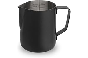 watchget Stainless Steel Milk Frothing Pitcher 20oz/600ml - Espresso Steaming Pitcher for Cappuccino, Latte Art, Coffee Machine Accessories Milk Jug Milk Frother Cup, Black