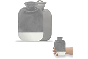 WEIQILE Miniature Hot Water Bottle with Cover, Removable Hot Water Bottle Cover, Washable Bottle Cover, Hot Water Bag for Warm and Comfortable (Grey, 500 ml)