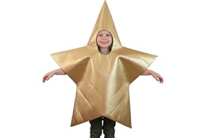 WILLBEST Xmas Nativity Star Costume Adults & Kids Christmas Nativity School Play Gold Star Fancy Dress Santa Outfit for Men Women Kids