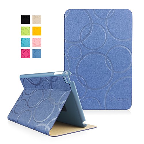 iPad Mini 4 Hülle, Deenor Colour Series Premium PU Leder Ultra Slim Light Weight Auto aufwachen / Schlaf Funktion Schutzhülle Hülle für Apple iPad Mini 4, Free: Screen Protector + Stylus Pen + Cleaning Cloth. (Dark blue circles)
