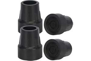 supregear 4pcs Embouts de Béquille 25mm, Caoutchouc Robuste, pour Béquilles/Cannes/Bâtons, Déambulateurs, Sièges, Antidérapants Universels, Noir