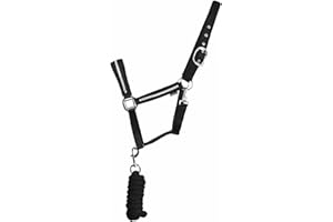 HY Equestrian Collar de cabeza brillante y juego de cuerda de plomo