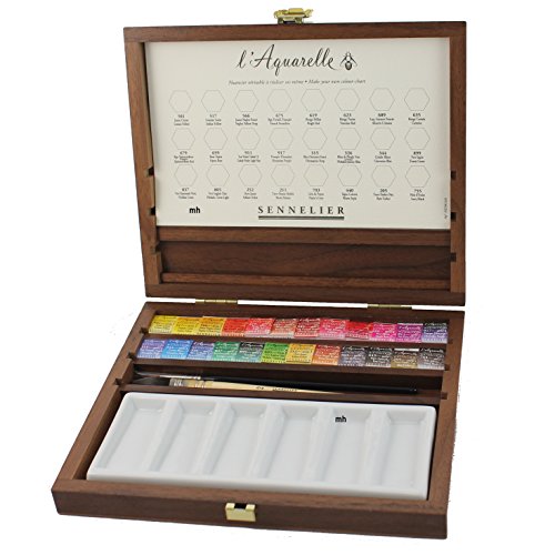 Aquarelle Extra-Fine Artists Quality Watercolours Deluxe Mahogany Box Set
