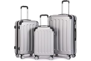 Boleedy Set Valise 3 Pièces (55/66/76cm),Lot Valise Rigide ABS Grande Taille Durable,Ensemble Valise de Voyage avec 4 roulettes 360°,Sets de Bagages