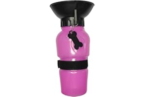 PROtastic Lucky Dog Deli - Dog Travel Water Bottle, great for always having water available whilst out with your dog (Pink)