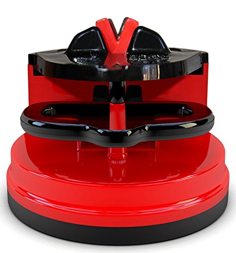Messerschärfer von QUICKSHARP® Messerschleifer [Knife Sharpener] Professionelle Ergebnisse leicht gemacht mit nur einer Hand (Rot) - 5