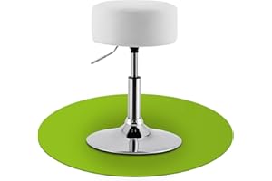 Juskys Taburete para tocador Tonia - Taburete Redondo de 33 cm, con Altura Regulable (52-65 cm) - Taburete Acolchado ergonómico con Funda de Polipiel en Blanco