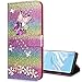 Produktbild Nadoli Leder Hülle für Huawei P30 Pro,Luxus Bling Glitzer Diamant 3D Handyhülle im Brieftasche-Stil Schmetterling Blumen Flip Schutzhülle Etui für Huawei P30 Pro,Rosa#