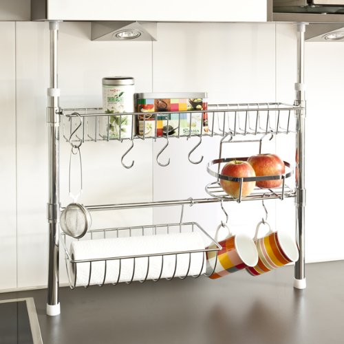 bremermann® Küchen-Teleskopregal inkl. Rollenhalter, Ablagekorb, Haken, 6416 - 2