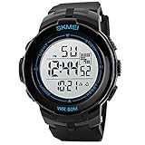 Herren Armbanduhr Sport Digital Herrenuhr Alarm Sportuhr Chronograph Schwarz