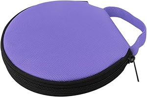 PORFEET Sac De Rangement pour CD, Couleur Unie Ronde en Tissu Oxford, Voiture, 20 Disques, Sac De Rangement pour CD, Pochette à Glissière Violet Taille Unique