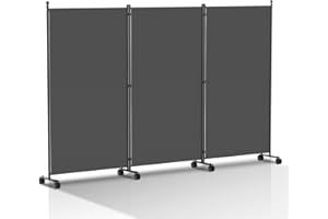 ‎IZRIELAR Izrielar Paravent Raumteiler auf Rollen, 3 Teilig 263 x 181cm Raumteiler Freistehend Trennwand Paravent,blickdichter, Sichtschutz Room Divider Innen für Zuhause Büro Terrasse|Anthrazit