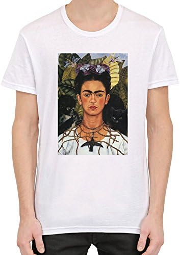 BimBamTees Self Portrait With Necklace Frida Kahlo Painting Custom Printed T-Shirt For Men | 100% Superior Combed/Ring-Spun Cotton | Premium Quality Stylish Tee X-Large