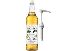 Monin Premium Coffee Syrup in Vanilla 1L Plastic Bottle & Monin Pump