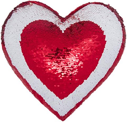 Ataya Magic Flip Reversible Sequin Throw Pillow + Insert Heart Shape Decor Cushion