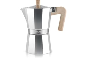 ‎SIVAPHE Sivaphe Espresso Kaffeemaschine 9Tassen/450ml Aluminium Moka Kanne,Coffee Maker Moka Pot für Herdplatte, Gas & Elektroherd geeignet, hitzebeständiger Griff,Silber