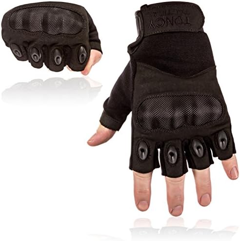 Men's Fingerless/ Half finger Motorcycle Gloves ATV Riding, Cycling, Driving, Camping Protect Against Impact And Abrasion And Give More Comfort To Your Hands (Black Fingerless, Medium)