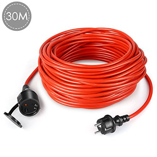 SIMBR Schuko cavo di prolunga per tosaerba den/interni/esterni (40 & # X2103~70 & # X2103;) IP44 30 m Rosso