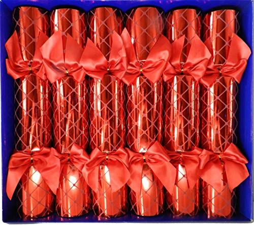 Crackers Ltd Set of 6 Absolutely Massive Red Foil with Flock Detail Family Christmas Crackers (Cat F1)