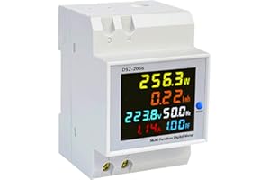 Lotvic Compteur d'énergie monophasé, Compteur Electrique, AC 40-300V 100A Compteur d'énergie numérique, Compteur d'électrique numérique Rail DIN Mètre Watt KWh Voltmètre Ampèremètre