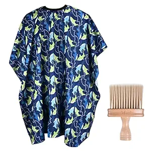 FaHaner Kids Haircut Cape + Neck Duster Brush Set Professional Barber Hairbrush and Children Dolphin Hairdresser Apron with Adjustable Snap Closure Extra Long Cape 120 100cm Perfect for Kids