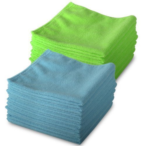 10 Blue & 10 Green Microfibre Genuine Exel Brand Magic Cleaning Cloths. Chemical Free Cleaning. Anti Bacterial Microfiber Cloths for Amazing Smear Free Wiping.