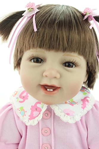 Nicery Reborn Baby Doll Soft Silicone Vinyl 22inch 55cm Magnetic Mouth Lifelike Boy Girl Toy Pink Elephant