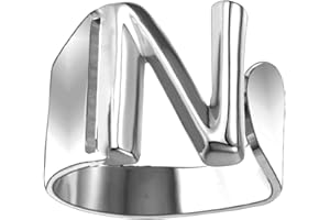 Only faith Anillos de letras iniciales acero inoxidable ajustable, Anillos abiertos de letras para mujer, joyería de moda