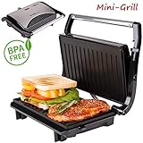 TZS First Austria - elektrischer Mini Kontaktgrill Tischgrill Sandwichtoaster | Sandwich elektro Grill | 700 Watt | Panini-Maker kleiner Multigrill bpa frei Kontakt-Tisch-Grill, Anti-Haftbeschichtung