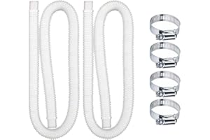 Btstil Swimming Pool Hose Replacement Hose with 4 Metal Clamps, Replacement Pool Filter Hose for Above Ground Pools 32mm