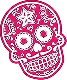 Fabricado en el Reino Unido Mexicano Dia de los Muertos Calavera Motivo de Pink Magenta Color Estrella Vinilo Coche Moto Pegatina (Grandes) 200x150mm Aproximadamente