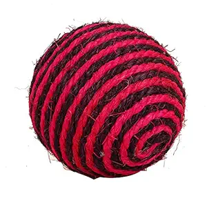 Foodie Puppies Colored Sisal Fiber Rope Scratch Toy Teaser Ball, Medium - Color May Vary