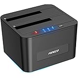 FIDECO Docking Station per Dischi Rigidi, Docking Station per HDD SATA USB 3.0 per HDD/SSD SATA da 2,5 e 3,5 pollici, Dual Ba